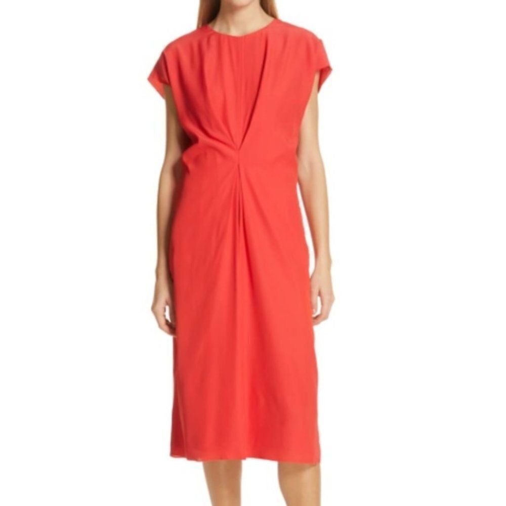 Lewit Red Center Pleat Dress